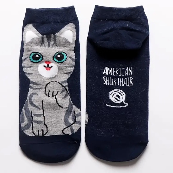 3 -  pair Whimsical Cat Socks Low Cut - NEW - Picture 5 of 6